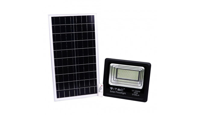 V-TAC 40W Black IP65 Solar LED Projector, Remote Control, Timer VT-200W 4000K 3100lm