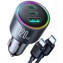 Joyroom JR-CCN07 Car Charger 120W 5.0A PD 3.0 QC 3.0 1x USB-A 2x USB-C + Cable