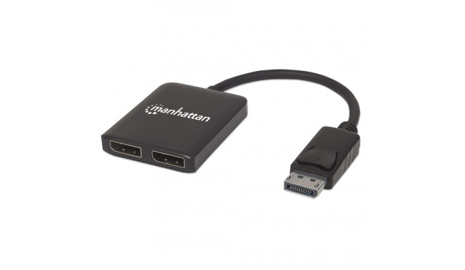 Manhattan DisplayPort 1.2 kahe DisplayPort 1.2 pordiga jagaja jaotur MST-ga, 4K@30Hz, USB-A toitega,
