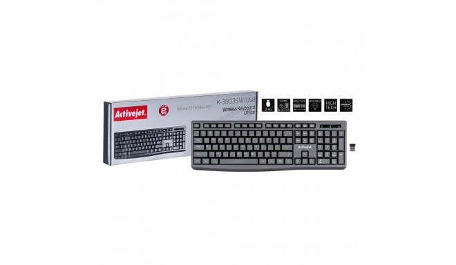 Activejet K-3803SW juhtmevaba klaviatuur patareitoitel 1x 1.5V AAA must