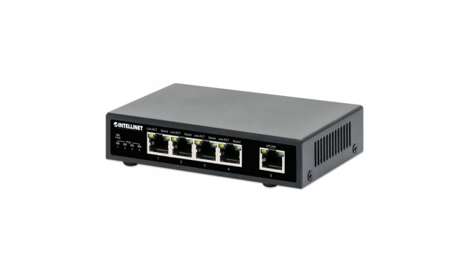 Intellinet 5-portine gigabit ethernet PoE+ lüliti, neli PSE PoE porti, IEEE 802.3at/af (PoE+/PoE) üh