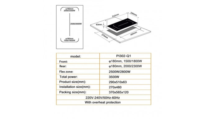 Built-in domino induction hob Schlosser PI302Q1CW, white color