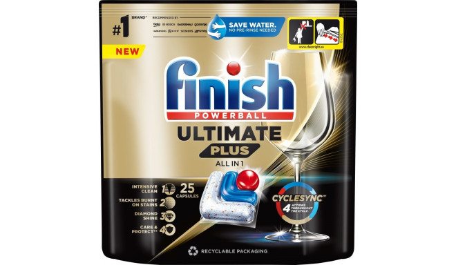 Finish Finish Ultimate Plus All-in-1 Fresh Dishwasher Capsules (25)