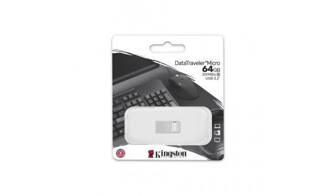 Kingston USB 3.2 Flash Drive DataTraveler micro 64 GB USB 3.2 Silver