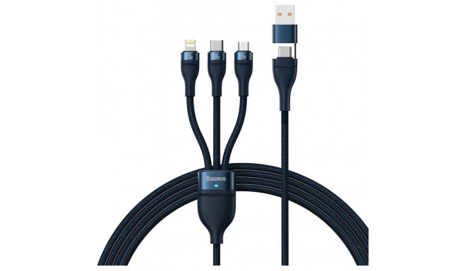 Baseus USB cable USB-A + USB-C - USB-C + microUSB + Lightning 1.2 m Navy blue (CASS030103)