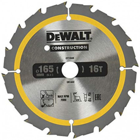 Dewalt circular saw 165x20mm, 24 teeth (DT1949-QZ)