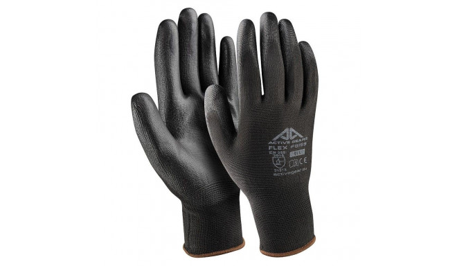 Black polyurethane gloves M 12 pcs.