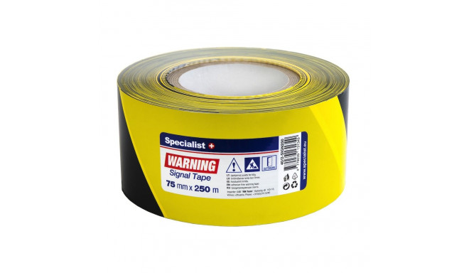 SPECIALIST+ warning tape black/yellow, 75 mm x 250 m