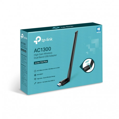 TP-LINK ARCHER T3U PLUS - AC1300 High Gain Dual Band Wi-Fi USB Adapter