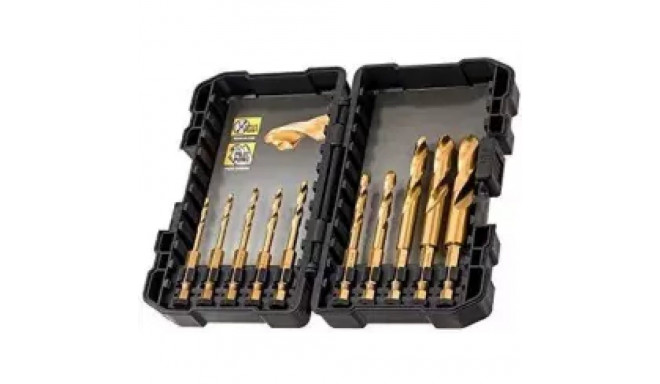 DEWALT METAL HSS-TIN DRILL SET. 10 parts HEX EXTREME IMPACT 3-12mm