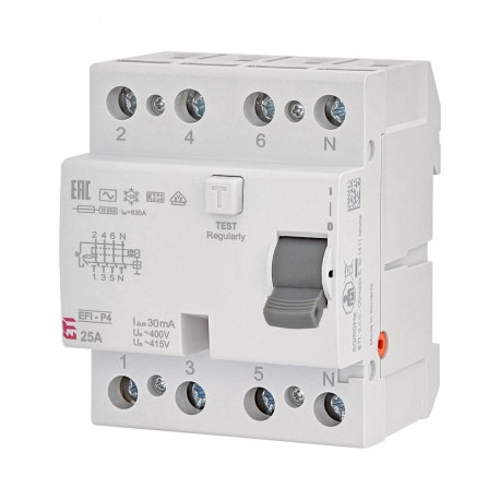 RELAY CURR LEAK 4P 25 A 30 MA EFI-P4