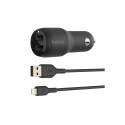 Belkin | Kahe USB-A pordiga autolaadija 24W + USB-A - Lightning kaabel | BOOST CHARGE