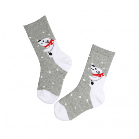 SOKISAHTEL KAISUKARU jääkaruga hallid puuvillased sokid lastele 443