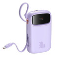 Baseus QPow 2 30W 10000mAh Power Bank with Built-in USB-C Cables - Purple