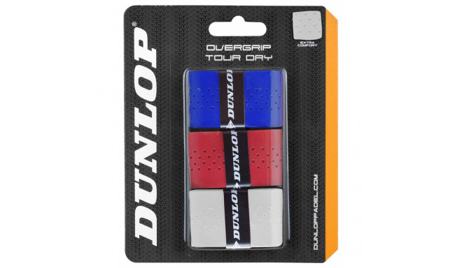 Padel bat overgrip DUNLOP TOUR DRY 3pcs. white/blue/red