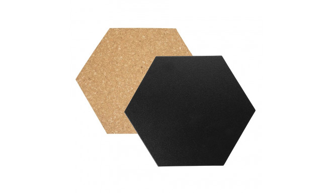 Seinatahvlite komplekt SECURIT Hexagon: kork 3tk ja must kriit 4tk, K-20x23x0,2cm+6 kaardinõela+valg