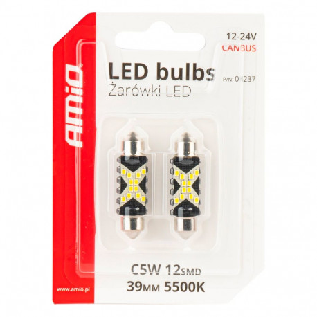Led pirnid 2tk 12SMD C5W 2016 39mm 12/24