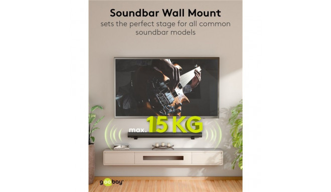 Universal Soundbar Wall Mount, black secure, discreet mount with padded feet for all common soundbar
