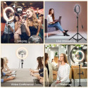 iLike S14 LED 30W Selfie 36cm Ring Light Lamp + Tripod Stand 2.1m + Shelf & 3x phone / Mic Holder Bl