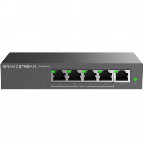 "5P Grandstream GWN7700P, 5 Port Switch, 4 Port PoE+"