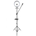 iLike S12 LED Selfie 31cm Ring Light Lamp + Tripod Stand 2.1m + Shelf&3x phone / Mic Holder Blac