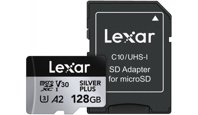 Lexar memory card microSDXC 128GB Professional SILVER PLUS UHS-I V30