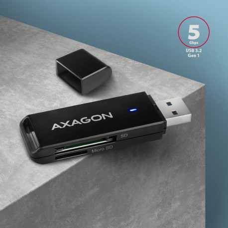 AXAGON Slim ülikiire USB 3.2 Gen 1 kaardilugeja otse USB-A ühendusega | CRE-S2N