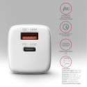 AXAGON Seinakontakti Laadija 2x Porti (USB-A + USB-C), 20W | ACU-PQ20W