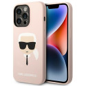 Karl Lagerfeld KLHCP14XSLKHLP iPhone 14 Pro Max 6.7" kõvakaan pink silikoon Karl`s Head kujundusega