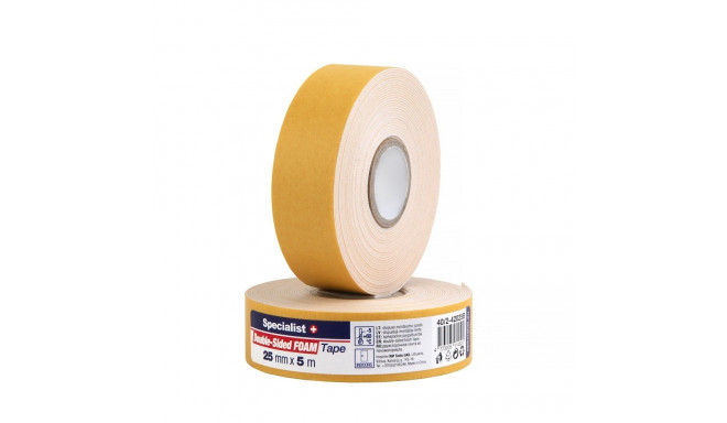 SPECIALIST+ two-sided mont. tape, 25 mm x 5 m, white