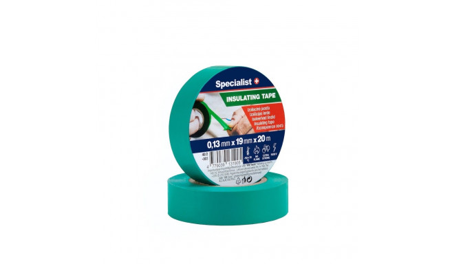 SPECIALIST+ insulating tape, 0.13 x 19 mm, green, 20 m