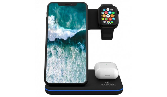 CANYON WS-303 3in1 Wireless charger with touch button for Running water light