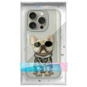 Nimmy iPhone 15 Pro Max 6.7" ümbris hall/pruun Klaas Koer Prillidega
