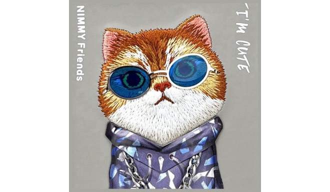 Nimmy case iPhone 15 Pro Max 6.7" gray Glasses Cool Cat