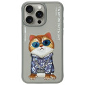 Nimmy iPhone 15 Pro Max 6.7" case gray/grey Glasses Cool Cat