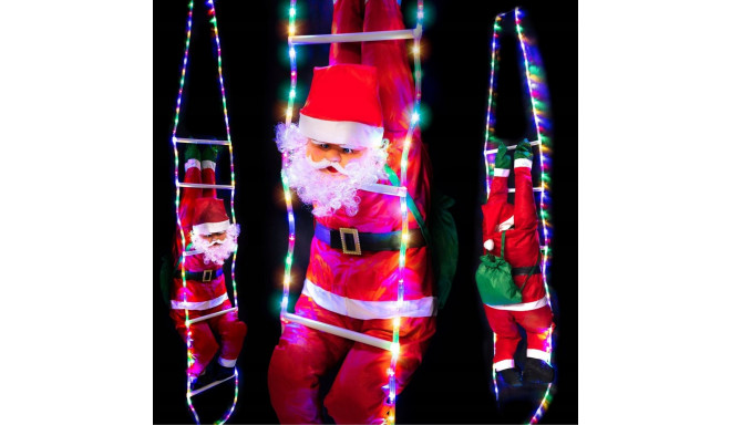 Christmas decoration Springos Set of LED Christmas lights with Santa on a ladder