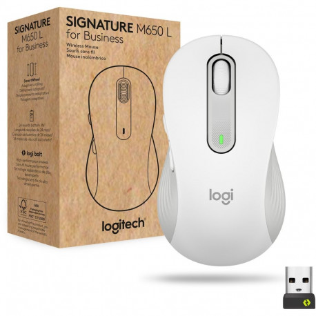 "Logitech Signature M650 wireless Bluetooth 2.4 GHz Bolt USB receiver off-white"