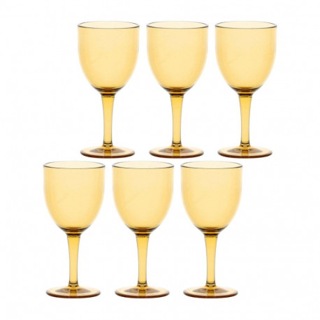 ROSE&TULIPANI akrüülist veiniklaaside komplekt, 6 tk, 400ml, merevaigukollane