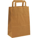 Paper bag with flat handle, 180x80x220 mm, 70 gsm, brown kraft paper.