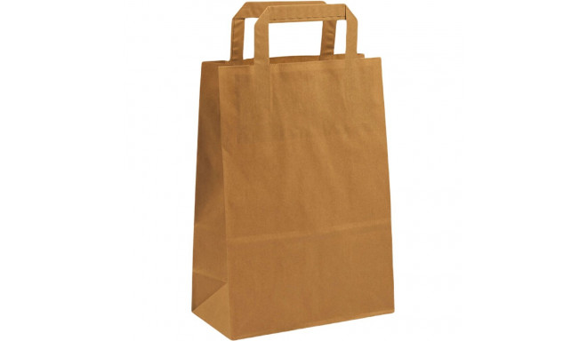 Paper bag with flat handle, 180x80x220 mm, 70 gsm, brown kraft paper.