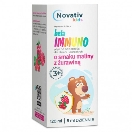 Diet Supplement - Novativ Kids Beta Immuno Liquid 120ml Cranberry Raspberry