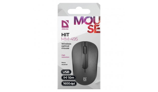 Mouse - Defender Hit Mm-495 Rf Optic Black 1600dpi 3p