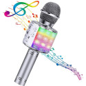 Bemi M85 Karaoke Kids & Adult Fun Effect Microphone with Speakers & Recod Micro SD USB Bluetooth Sil