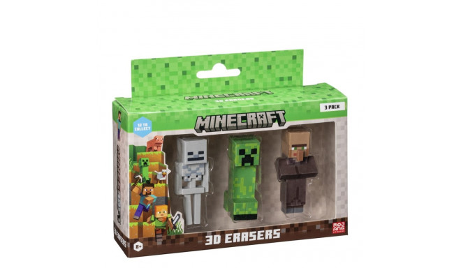 MINECRAFT 3D ERASERS - 3 PACK VER.D