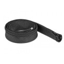 DeLOCK Braided Sleeve with zip fastener heat-resistant 1 m x 30 mm black