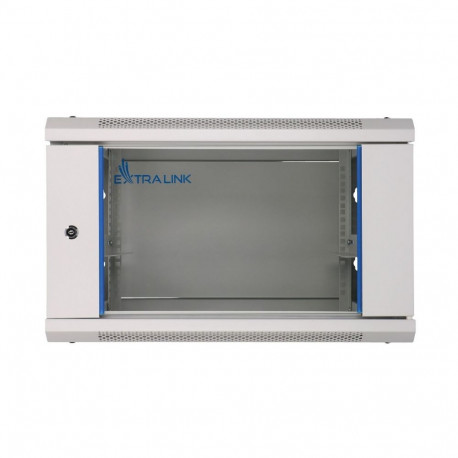 Wall cabinet rack 4U 600x600 gray glass door
