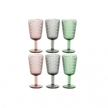 Glāžu Komplekts Home ESPRIT Melns Sarkans Zaļš Stikls 285 ml (6 gb.)