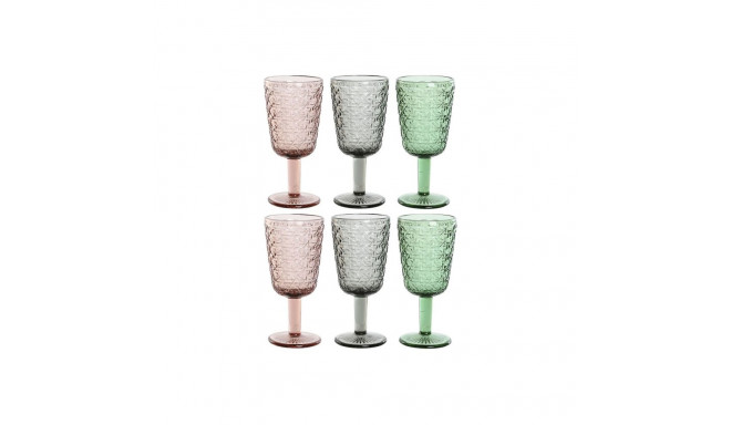 Set of cups Home ESPRIT Black Red Green Crystal 285 ml (6 Units)