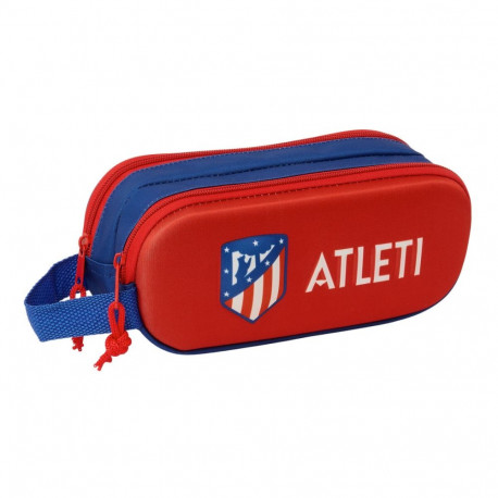 Kahe tõmblukuga pliiatsikarp Atlético Madrid Punane 21 x 8 x 6 cm 3D