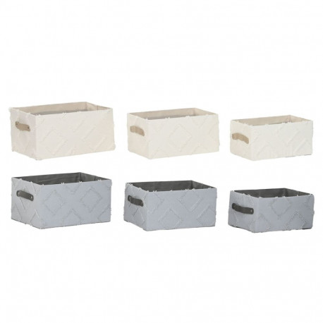 Korvikomplekt Home ESPRIT Hall Kreemikas 35 x 25 x 18 cm 3 Tükid, osad (2 Ühikut)